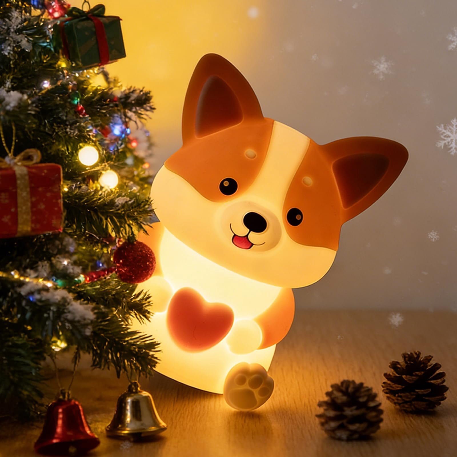 Cute LED Dog Night Light for Kids, Squishy Silicone Puppy Lamp with ...