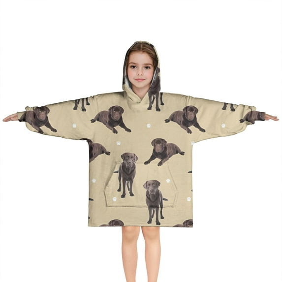 Cute Labrador Blanket Hoodies for Kids 6-13YR Oversize Wearable Blanket Hoodies for Boys Girls Teens