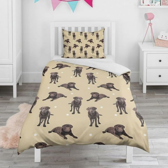 Cute Labrador Duvet Cover and Pillowcase Set for Single Bedding, Bedroom Accessories for Kids Teens