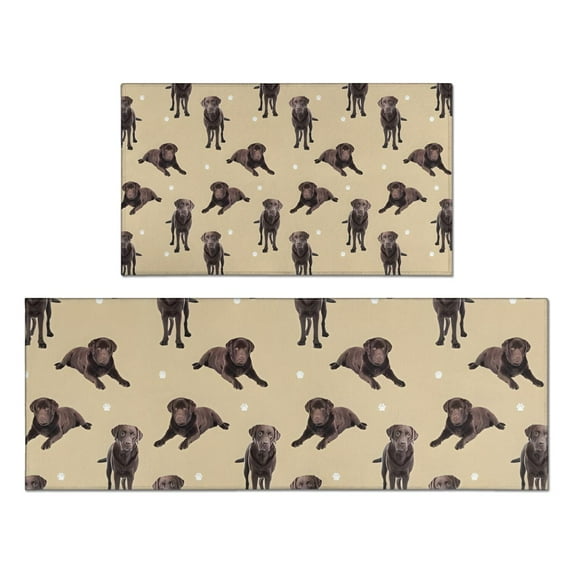 Cute Labrador Kitchen Rugs Sets Of 2,Anti Fatigue Kitchen Mat Rugs Non Slip Washable,Decorative Kitchen Floor Mats for Kitchen,Sink,Laundry,17"x30"+17"x47"