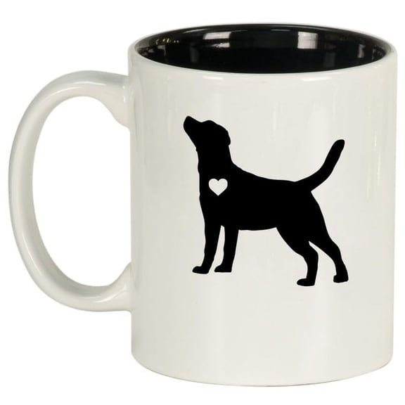 Cute Labrador Retriever With Heart Ceramic Coffee Mug Tea Cup Gift for Her, Him, Friend, Coworker, Wife, Husband, Dog Lover (11oz White)