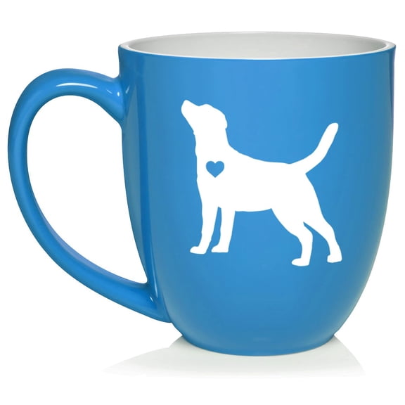 Cute Labrador Retriever With Heart Ceramic Coffee Mug Tea Cup Gift for Her, Him, Friend, Coworker, Wife, Husband, Dog Lover (16oz Light Blue)