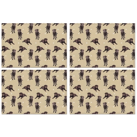 Cute Labrador Summer Placemats Table Placemats Set Of 4-Linen Kitchen Washable Placemats Table Mats 11.8"x17.7"Non-Slip Heat Resistant