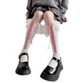 thumbnail image 1 of Cute Lace Trim Socks for Girls Women Stylish JK Calf Socks Cute Tie Up Cotton Socks Knee High Socks Boot Stocking, 1 of 8