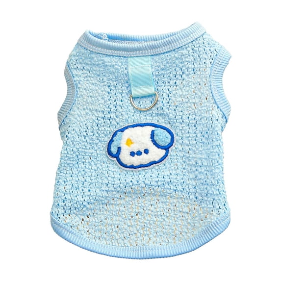 Cute Lace-Up Short Sleeve Pet Shirt 11.81x7.87in - Breathable Nylon Dog & Cat Clothes for Small/Medium Breeds, Teddy Puppy Outdoor Indoor Apparel (H)