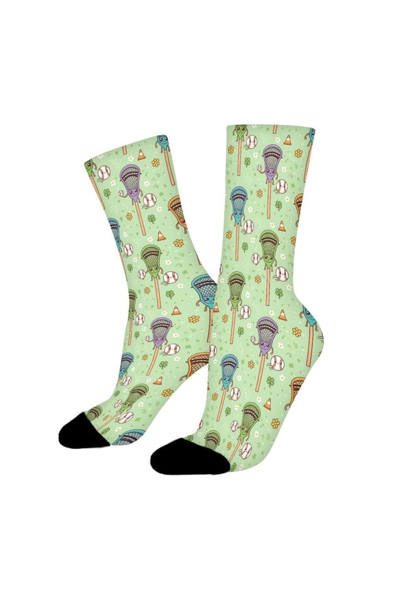 Cute Lacrosse Funny Novelty Crew Socks for Women Men Sports
