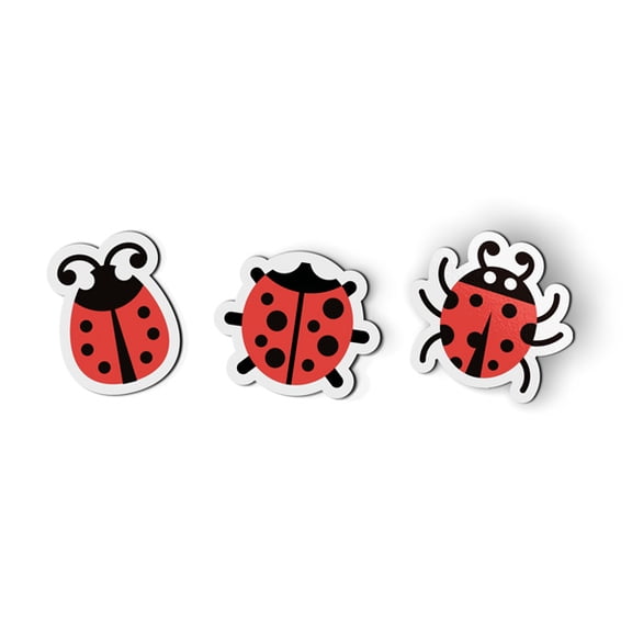 Cute Lady Bug and Flower - 3" each Magnets for Car Locker Refrigerator