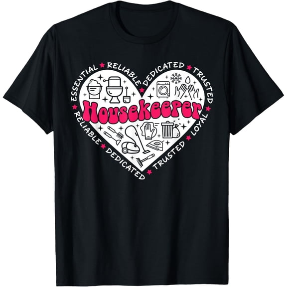 Cute Lady Housekeeper Heart Cleaning Lady Housekeeping Crew T-Shirt