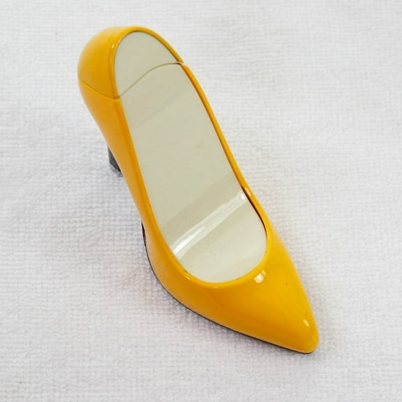 Cute Lady's High-heeled Shoes Lighter Creative Personality Butane Gas Women Lighters for Cigarette Collection Decoration(Yellow)
