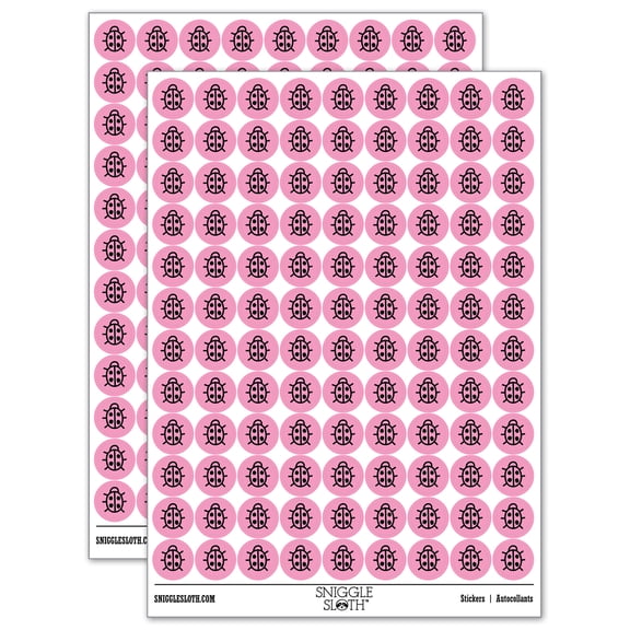 Cute Ladybug 200+ Round Stickers - Light Pink - Gloss Finish - 0.50" Size