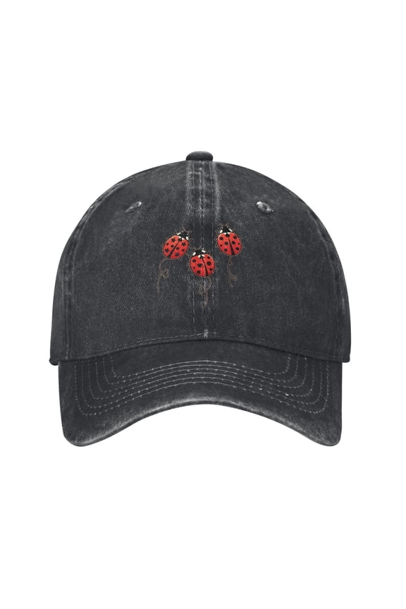 Cute Ladybug Baseball Cap Denim Adjustable Lucky Ladybug Hat Gifts for Women Men Mom Adults Ladybug Lovers