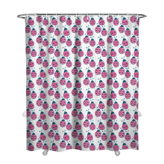 Cute Ladybug Bathroom Curtain 72" x 84" - Nature-Inspired Ladybird & Polka Dot Design, Quick-Dry Waterproof Hotel Style Shower Drapes + 12 Hooks