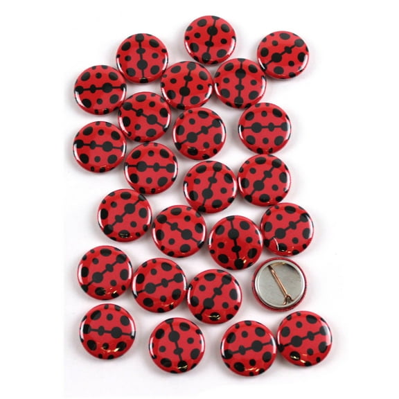 Cute Ladybug Pinback Buttons - 1 Inch Round - 25 Pack