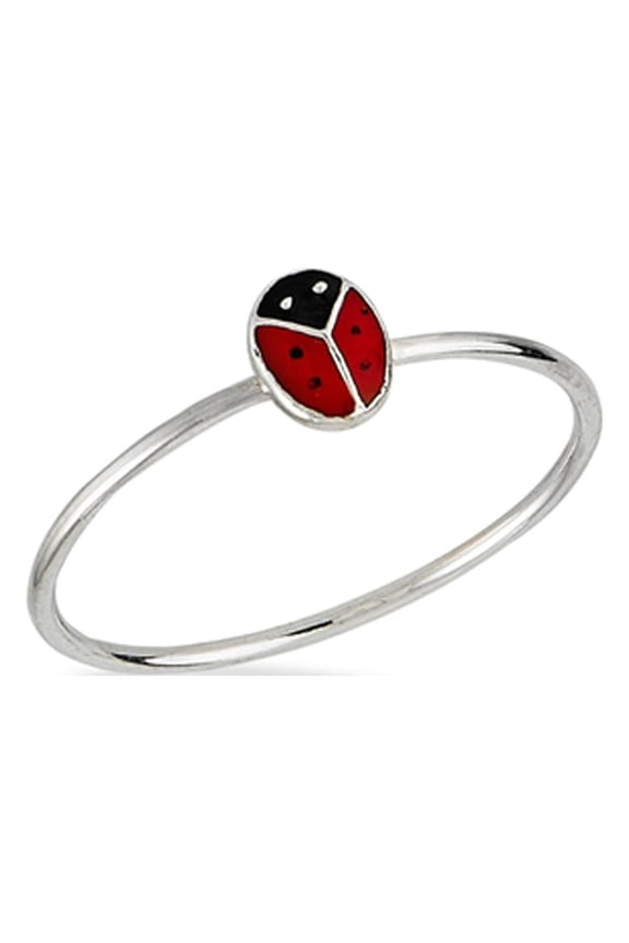 Cute Ladybug Tiny Animal Ring .925 Sterling Silver Band Jewelry Female Male Unisex Size 5