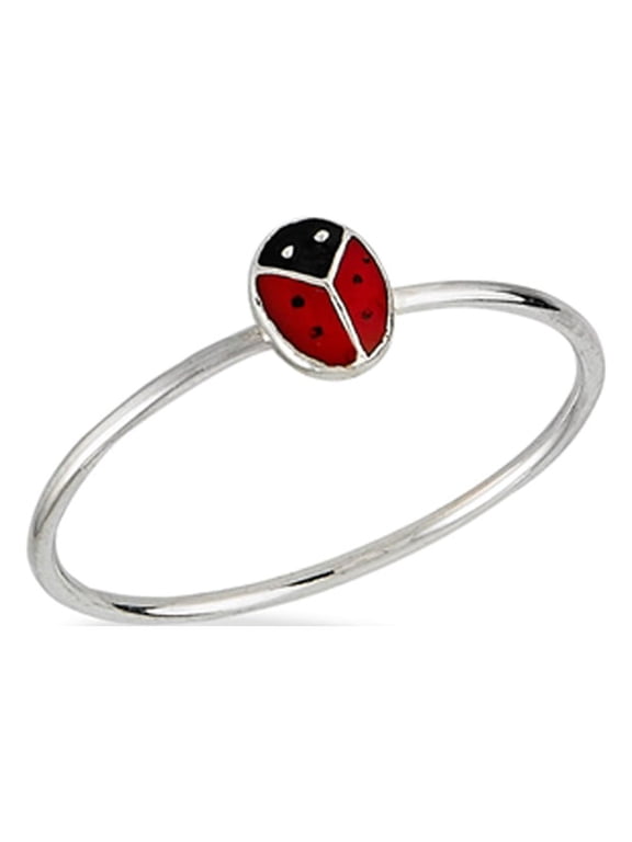 Cute Ladybug Tiny Animal Ring .925 Sterling Silver Band Jewelry Female Male Unisex Size 5