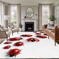 thumbnail image 1 of Cute Ladybug Washable Area Rug 6 x 9 ft Realistic Love Heart Ladybug Rustic Farmhouse, Soft Non Slip Rugs Stain Repellent Indoor Felt Carpet for Living Dining Room Bedroom Home Office, 1 of 9