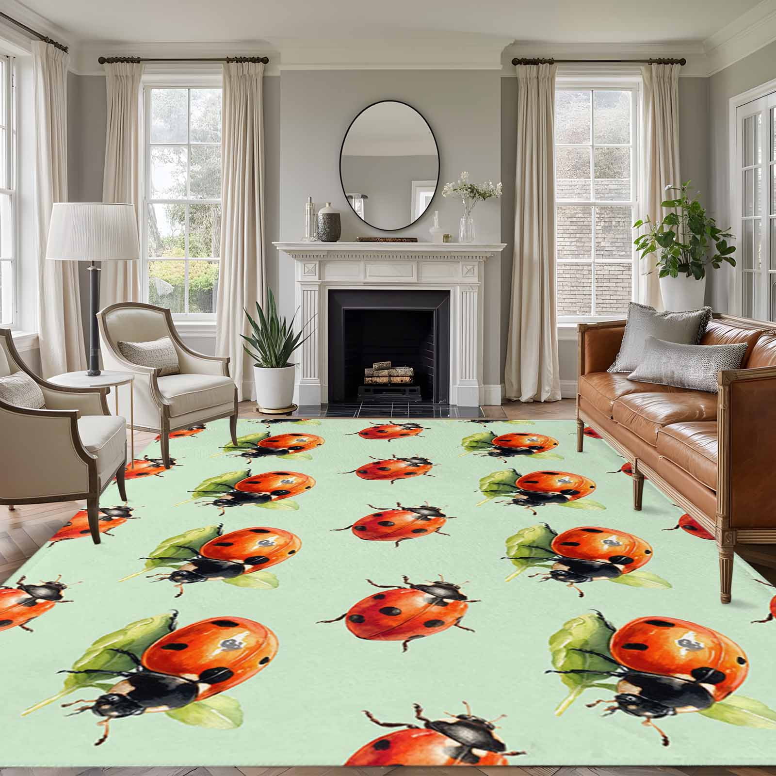 Small Labubu Rug Cute Ladybugs Area Rugs 8'x10', Washable Small Throw Rugs for Living ...