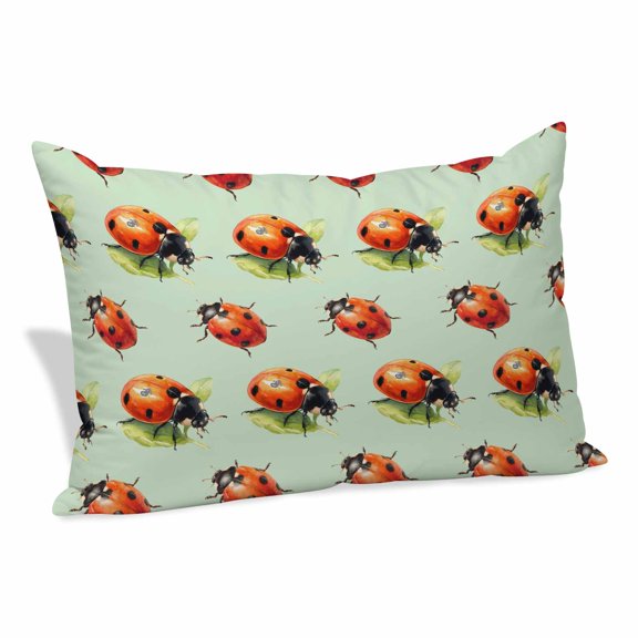 Cute Ladybugs Pillow Protectors with Zipper Standard Size, Spring Botanical Leaves Green Soft Brushed Microfiber Breathable Throw Pillow Covers, Decorative Pillowcase for Couch Sofa Bedroom 20"x26"