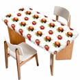 thumbnail image 1 of Cute Ladybugs Table Cloths for 4 Foot Rectangle Tables, Spring Botanical Leaves Farmhouse Patio Waterproof Elastic Fitted Tablecloths, Washable Rectangular Table Cover for Camping, 1 of 8