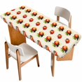 thumbnail image 1 of Cute Ladybugs Table Cloths for 8 Foot Rectangle Tables, Spring Botanical Leaves Beige Patio Waterproof Elastic Fitted Tablecloths, Washable Rectangular Table Cover for Camping, 1 of 8