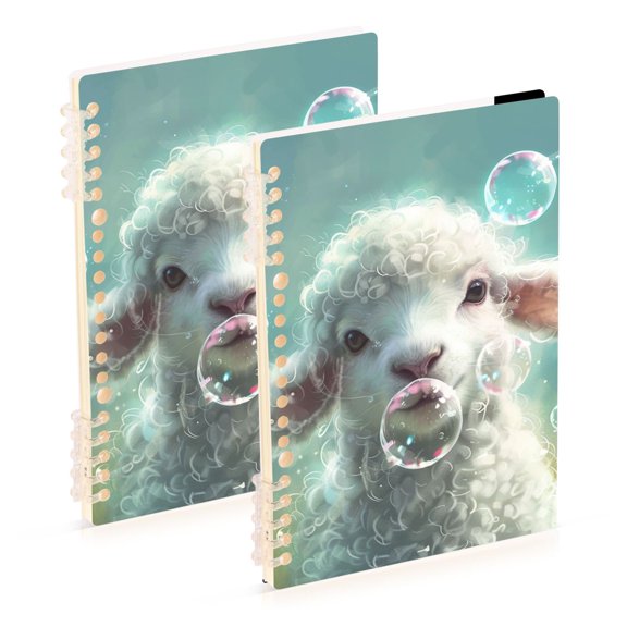 Cute Lamb Blow The Bubbles Notebook Detachable Coil Notebook Diary Plan Book A5 Size 60 Pages 1 Pack
