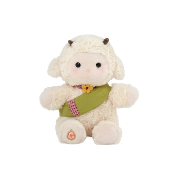 Cute Lamb Plush Pillow, Soft Stuffed Animal Cushion with Leaf Accent, Ergonomic Lumbar Support for Sofa Chair Bed, Cozy Decor Gift for Kids Adults Home Office Dorm, Cream White