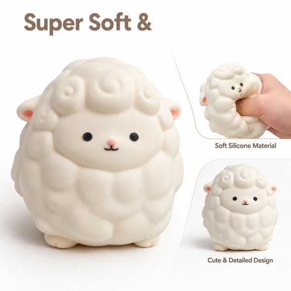 Cute Lamb Squishy Toys, 4.72 in Soft Slow Rising Squeeze Stress Relief Fidget Toys, Animal Shape Sensory Toys for Relaxation