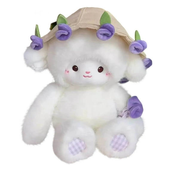 Cute Lamp with Rose Bouquet, Bloom Lamp Plush Toy with Rose Hat, Romantic Stuffed Animal with Lovely Bouquet of Flowers for Loved Ones