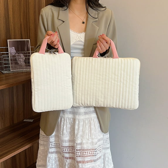 Cute Laptop Sleeve Carrying Handbag for Women 11 13 14Inch Portable Computer Bag Zippe Case for Ipad Macbook Air M1 M2 M3 A3114 (white,13 13.3 14 inch)