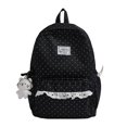 thumbnail image 1 of Cute Large Capacity Polka‑Dot Backpack with Lace Trim, Lightweight Multi‑Pocket Preppy Rucksack for Daily and Dating Use(Black), 1 of 9