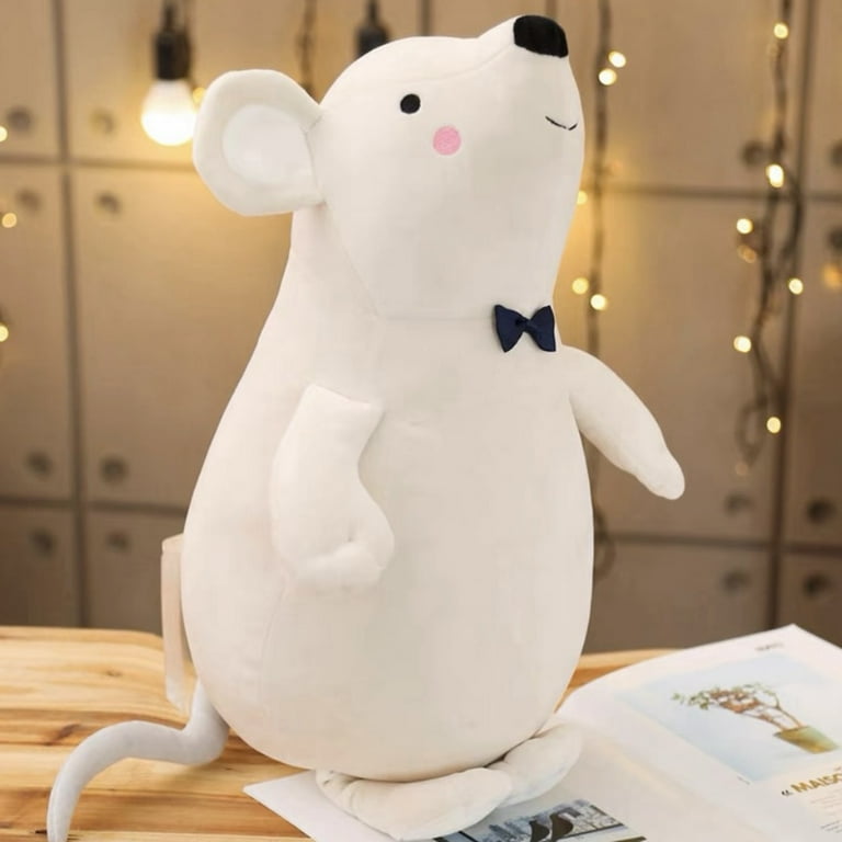 Cute Large Mouse Stuffed Animal Plush Pillow Soft Big Hugging Plushies Super Giant Rat Sleeping Toy Doll Home Room Decor Kawaii Cuddle Plushie Gift for Kids Girls Boys Birthday Christmas White 37.5