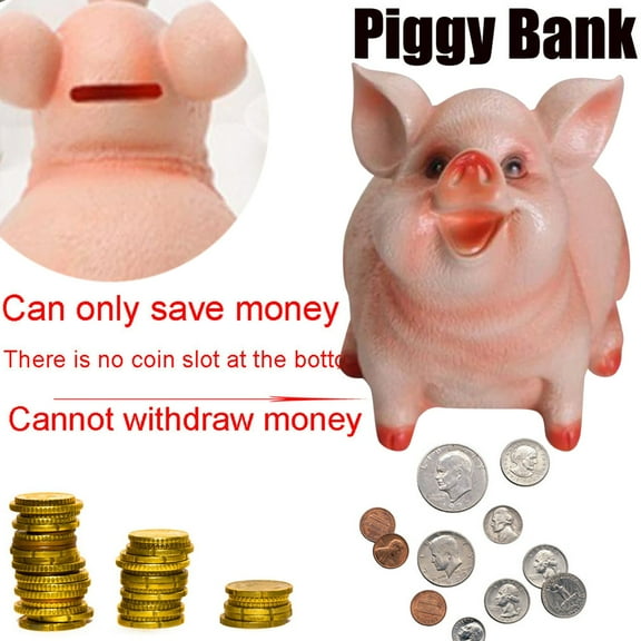Cute Large Piggy Bank Toy, Shatterproof Money Bank, Toy Gift Savings Jar, Coin Bank ATM for Boys, Girls, Kids, Adults and Children (Large Pig)