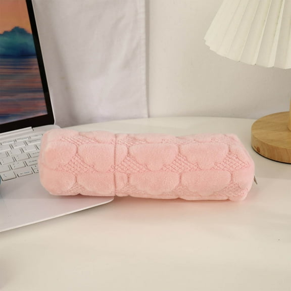 Cute Large-capacity Cosmetic Bag, Portable Makeup Storage Bag with Widened Handle, Travel Toiletry Organizer for Women and Girls, Short Pile Material, 22x5x6cm