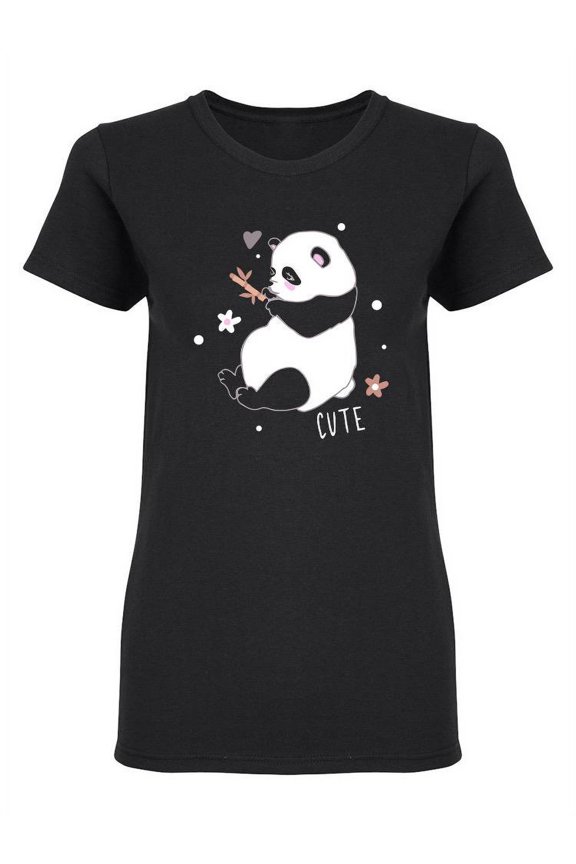 Cute Lazy Panda Design Shaped Tee Women's -Image by Shutterstock