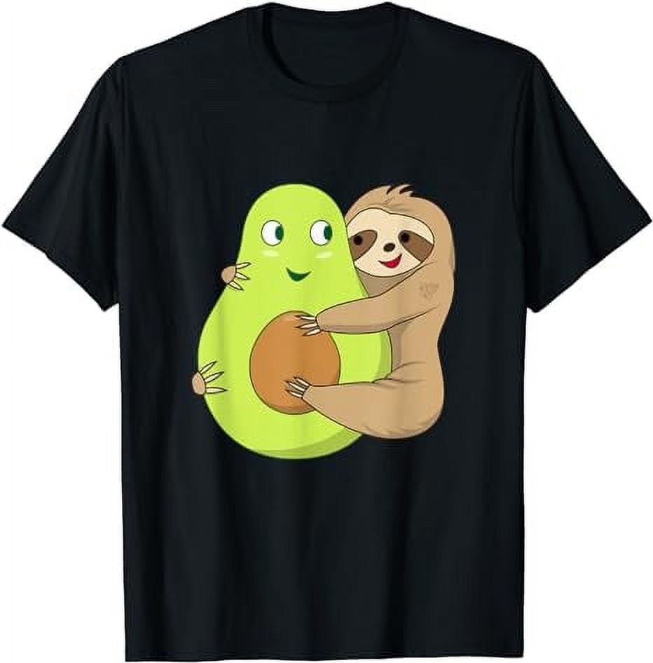 Cute Lazy Sloth Animal Avocado Lover Hugging T-Shirt - Walmart.com