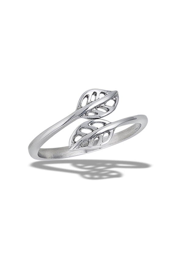 Cute Leaf Spoon Ring High Polished Stainless Steel Band Gray Jewelry Female Male Unisex Size 9