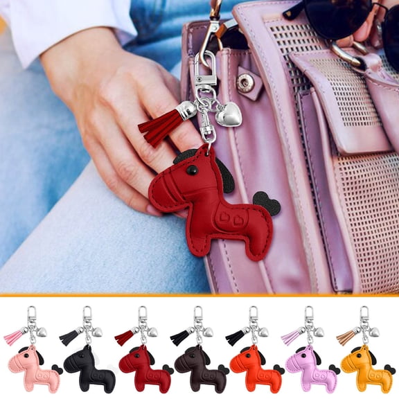 Cute Leather Horse Pendant - Versatile Heart-Shaped Tassel Keychain & Phone Accessory, Stylish Decorative Charm for Bags, Keys & Mobile Phones, Perfect for Daily Use & Gift-Giving, 4.72in, Yellow