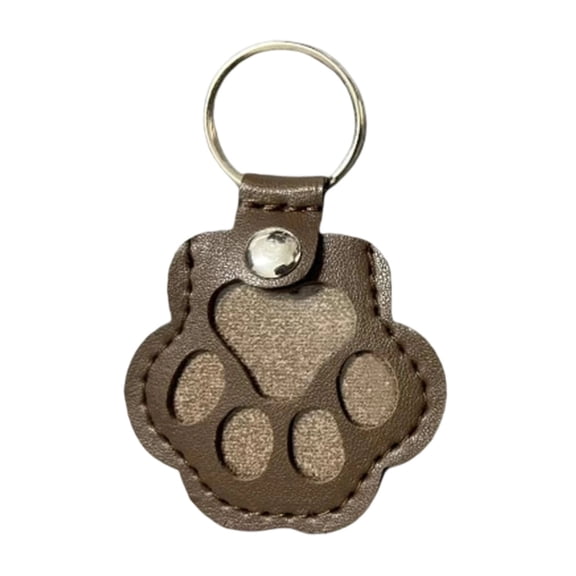 Cute Leather Paw Print Pet Hair Keepsake Keychain, Dog Memorial Gift, Animal Fur Storage Bag Charm for Purse or Backpack, Unique Pet Memory Key Ring