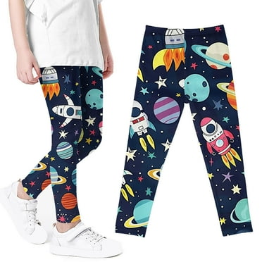 Cute Leggings Girls Funny Print Casual Stretch Cozy Cotton Long Pants Fashion Slimming Sweet Toddler Outfits, Multicolor, 4 Years