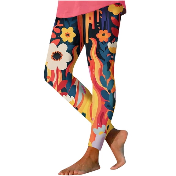 Cute Leggings for Women Print Elastic High Waist Stretchy Skinny Yoga Pants Soft Cycling Workout Halloween Tights, Multicolor, S