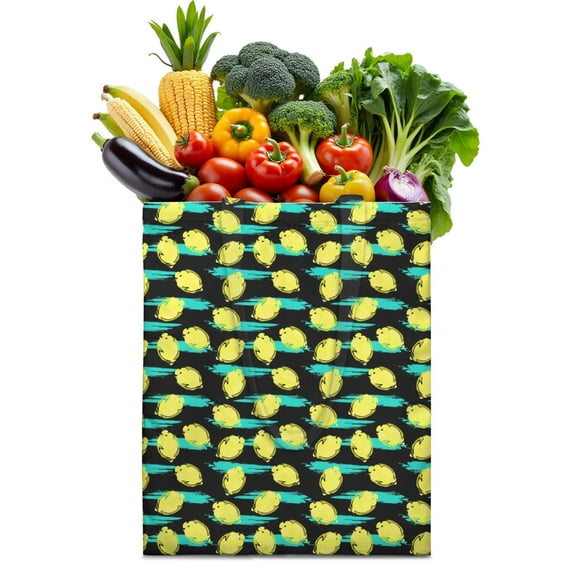 Cute Lemon Canvas Tote Bag – Reusable Grocery Bag with Vintage Yellow Fruit Print, Floral Design & Eco-Friendly Aesthetic for Summer and Everyday Use