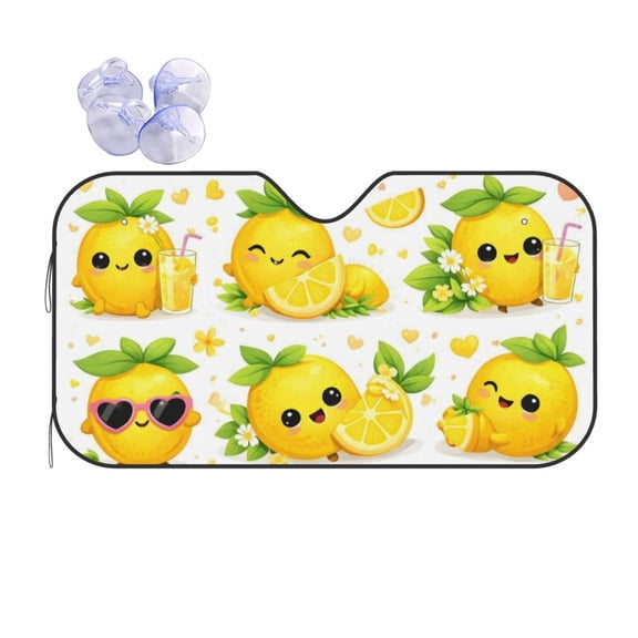 Cute Lemon Characters Car Windshield Sun Shade Universal Fit Auto Sun Visor Protector