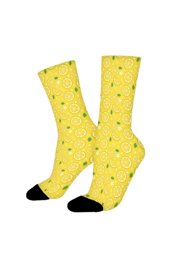 Cute Lemon Funny Novelty Crew Socks for Women Men Sports