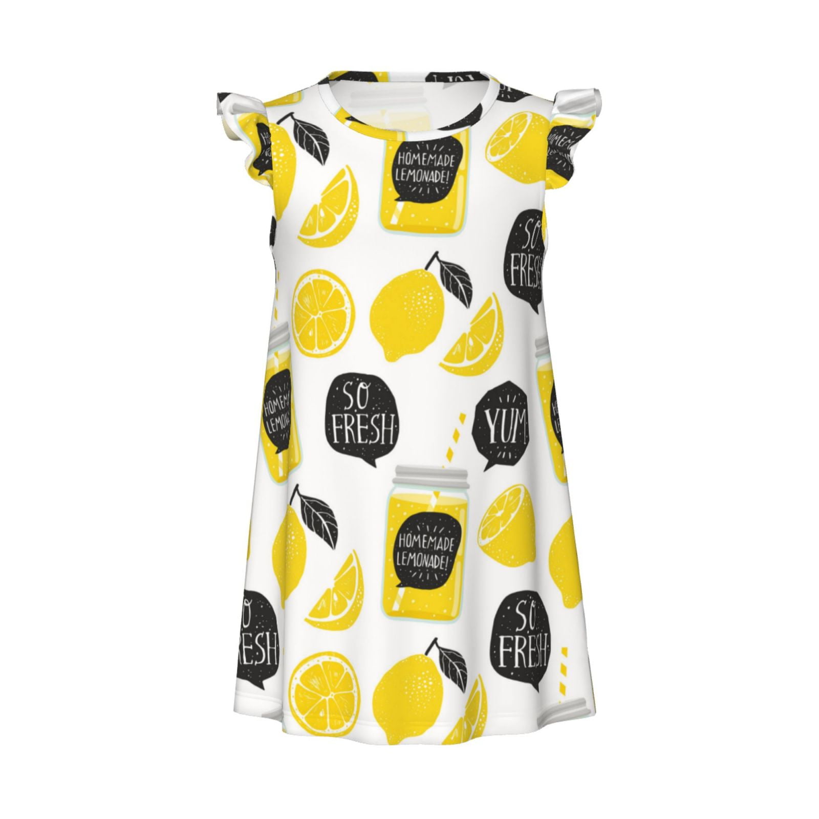 Cute Lemon Juice Girls Nightgowns, Short Sleeves Princess Dress, Girls ...