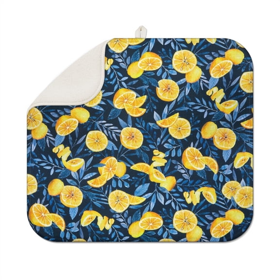 Cute Lemon Lover Coffee Mat – I Love Lemons Print Microfiber Drying Pad, Summer Fruit Pattern Spill Mat for Bright Retro Kitchen Décor