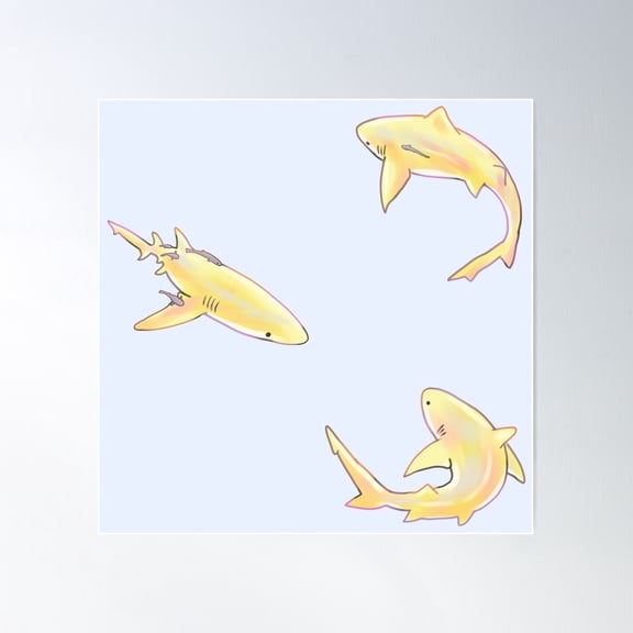 Cute Lemon Shark Pack Poster Wall Art, Modern Wall Decor For Living Room Bedroom, 24x24 UNFRAMED