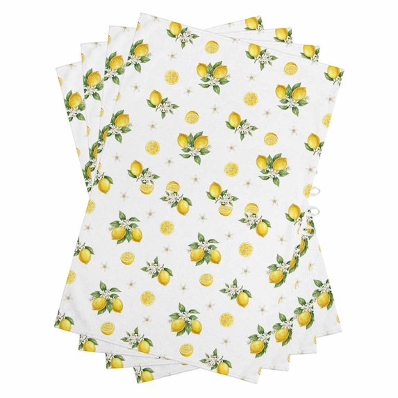 Cute Lemon Summer Kitchen Towels Set of 4, Water Absorbent Dish Towel, Farmhouse Floral Botanical Leaves Decorative Hand Towels - Quick Drying Cloth for Cooking Baking, 18x28 Inch
