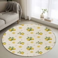 thumbnail image 1 of Cute Lemon Summer Round Area Rug 4Ft Washable Circle Rugs for Bedroom Dining Room, Farmhouse Floral Retro Linen Texture Non-Slip Carpet Floor Mats Indoor Outdoor Carpet Runner Aesthetic Home Decor, 1 of 8
