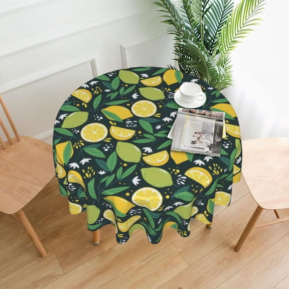 Cute Lemon Tablecloth Citrus Fruit Fashion Round Table Cloth For Home Picnic Events Party Table Cover Design Table Decoration