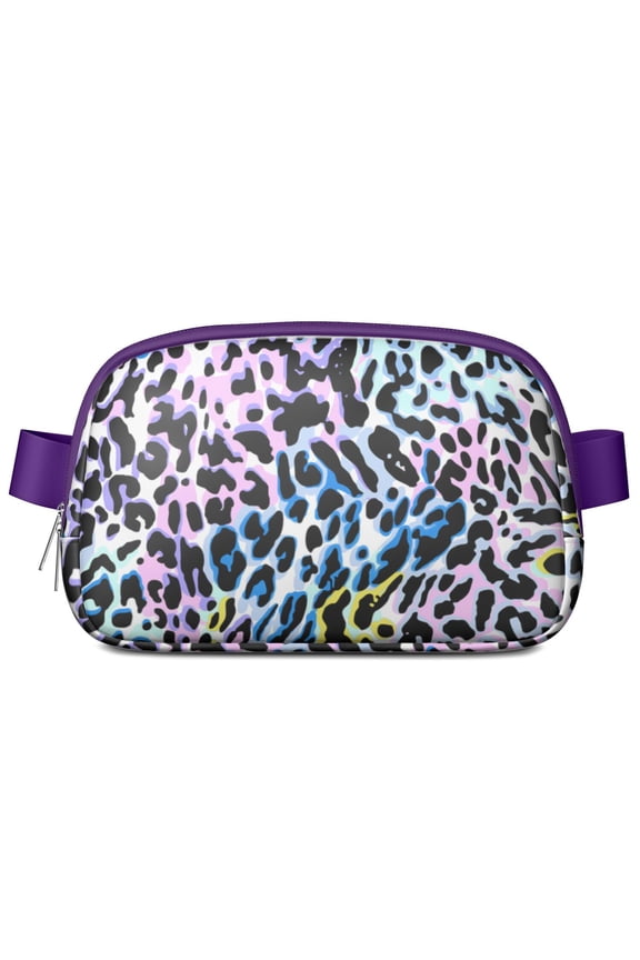 Cute Leopard Cartoon Fanny Pack – Fun Animal Waist Bag with Abstract Polka Dot Design